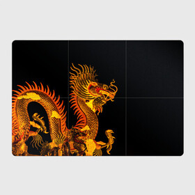 Магнитный плакат 3Х2 с принтом Золотой китайский дракон в Тюмени, Полимерный материал с магнитным слоем | 6 деталей размером 9*9 см | азиатский дракон | дракон | золотой | золотой азиатский дракон | золотой дракон | золотой китайский дракон | золотой японский дракон | китайский дракон | японский дракон