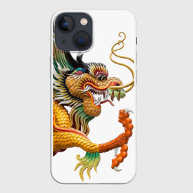 Чехол для iPhone 13 mini с принтом Желтый китайский дракон 3D в Тюмени,  |  | азиатский дракон | дракон | дракон 3d | дракон 3д | желтый | желтый азиатский дракон | желтый дракон | желтый китайский дракон | желтый японский дракон | золотой | золотой дракон
