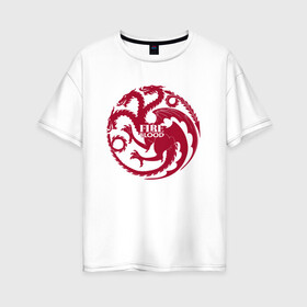 Женская футболка хлопок Oversize с принтом Logo Targaryen Quotes в Тюмени, 100% хлопок | свободный крой, круглый ворот, спущенный рукав, длина до линии бедер
 | Тематика изображения на принте: crow | fire and blood | game of thrones | lannister | stark | statwb | targaryen | винтерфел | ворон | игра престолов | король ночи | ланнистер | лютоволк | мать драконов | пламя и кровь | север | старки | таргариен | черные крылья