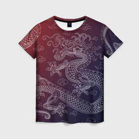 Женская футболка 3D с принтом Традиционный китайский дракон в Тюмени, 100% полиэфир ( синтетическое хлопкоподобное полотно) | прямой крой, круглый вырез горловины, длина до линии бедер | азиатский дракон | дракон | китайский дракон | традиционный | традиционный азиатский дракон | традиционный дракон | традиционный китайский дракон | традиционный японский дракон
