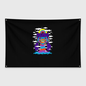 Флаг-баннер с принтом Арт /  Pop Art в Тюмени, 100% полиэстер | размер 67 х 109 см, плотность ткани — 95 г/м2; по краям флага есть четыре люверса для крепления | art | pop art | арт | водопад | глаз | губы | девушка | облака | психоделика