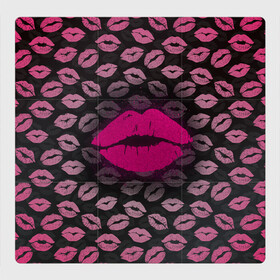 Магнитный плакат 3Х3 с принтом Малиновые губы в Тюмени, Полимерный материал с магнитным слоем | 9 деталей размером 9*9 см | блестки | блестящий | губки | губы | желтый | звезды | краски | отпечаток | поцелуй | розовый | сверкает