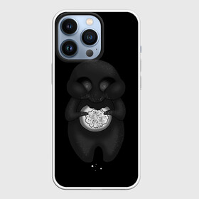 Чехол для iPhone 13 Pro с принтом Ом ном ном в Тюмени,  |  | black | cute | dark | gothic | gourmand | gray | monochrome | mork2028 | shadow | булочка | готический | еда | милый | монохромный | морк2028 | обжора | пухляш | тёмный | тень | тьма | чёрно белый