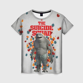 Женская футболка 3D с принтом TSS | King Shark в Тюмени, 100% полиэфир ( синтетическое хлопкоподобное полотно) | прямой крой, круглый вырез горловины, длина до линии бедер | king shark | nanaue | suicide squad | the suicide squad | vdzabma | кинг шарк | король акул | король акула | нэнуэ