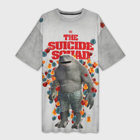 Платье-футболка 3D с принтом TSS | King Shark в Тюмени,  |  | king shark | nanaue | suicide squad | the suicide squad | vdzabma | кинг шарк | король акул | король акула | нэнуэ