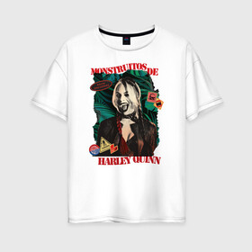 Женская футболка хлопок Oversize с принтом Monstruitos De Harley Quinn в Тюмени, 100% хлопок | свободный крой, круглый ворот, спущенный рукав, длина до линии бедер
 | harley quinn | suicide squad | the suicide squad | vdzabma | харли квинн | харли куинн