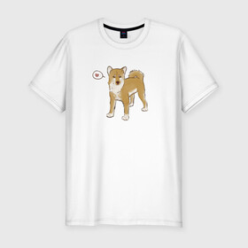 Мужская футболка хлопок Slim с принтом Сиба-Ину в Тюмени, 92% хлопок, 8% лайкра | приталенный силуэт, круглый вырез ворота, длина до линии бедра, короткий рукав | домашнее животное | животное | милая собака | сердечко | сиба ину | собака