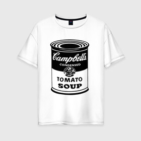 Женская футболка хлопок Oversize с принтом Энди Уорхол суп Кэмпбелл в Тюмени, 100% хлопок | свободный крой, круглый ворот, спущенный рукав, длина до линии бедер
 | andy warhol | искусство | суп кэмпбелл | энди уорхол