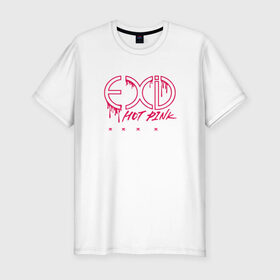 Мужская футболка хлопок Slim с принтом EXID Hot Pink  в Тюмени, 92% хлопок, 8% лайкра | приталенный силуэт, круглый вырез ворота, длина до линии бедра, короткий рукав | Тематика изображения на принте: 3racha | bts | bts idol | exid hot pink | ikon | kpop | stay gold | кейпоп | корейская музыка | корея | кпоп | поп