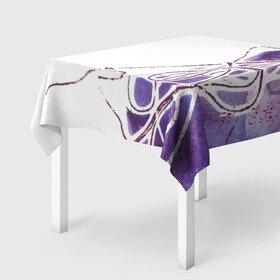 Скатерть 3D с принтом Фиолетовые нити в Тюмени, 100% полиэстер (ткань не мнется и не растягивается) | Размер: 150*150 см | абстракция | акварель | асимметрия | верёвки | морские узлы | нити | фиолетовый