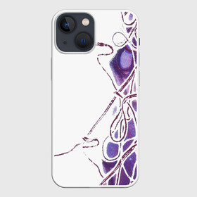 Чехол для iPhone 13 mini с принтом Фиолетовые нити в Тюмени,  |  | абстракция | акварель | асимметрия | верёвки | морские узлы | нити | фиолетовый