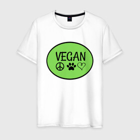 Мужская футболка хлопок с принтом Vegan Family в Тюмени, 100% хлопок | прямой крой, круглый вырез горловины, длина до линии бедер, слегка спущенное плечо. | Тематика изображения на принте: green | greenpaece | nature | sport | vegan | yoga | веган | вегетарианец | гринпис | еда | животные | жизнь | здоровье | зеленый | йога | мир | овощи | пища | планета | природа | растение | спорт | тело | фрукты