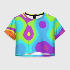 Женская футболка Crop-top 3D с принтом Калейдоскоп в Тюмени, 100% полиэстер | круглая горловина, длина футболки до линии талии, рукава с отворотами | абстракция | калейдоскоп | пестрое | разноцветное