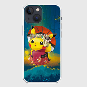 Чехол для iPhone 13 mini с принтом Пикачу гейша в Тюмени,  |  | anime | picachu | pikachu | аниме | милый | пика | пикачу | покебол | покемон