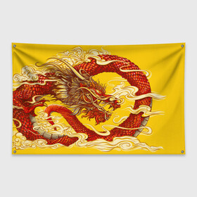 Флаг-баннер с принтом Китайский Дракон, China Dragon в Тюмени, 100% полиэстер | размер 67 х 109 см, плотность ткани — 95 г/м2; по краям флага есть четыре люверса для крепления | Тематика изображения на принте: chinese dragon | dhina dragon | dragon | азиатский дракон | восточный дракон | дракон | китайские драконы | китайский дракон | красный дракон | традиционный китайский дракон | японский дракон