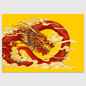 Поздравительная открытка с принтом Китайский Дракон, China Dragon в Тюмени, 100% бумага | плотность бумаги 280 г/м2, матовая, на обратной стороне линовка и место для марки
 | chinese dragon | dhina dragon | dragon | азиатский дракон | восточный дракон | дракон | китайские драконы | китайский дракон | красный дракон | традиционный китайский дракон | японский дракон