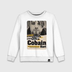Детский свитшот хлопок с принтом Kurt Cobain paper cuts в Тюмени, 100% хлопок | круглый вырез горловины, эластичные манжеты, пояс и воротник | cobain | grunge | kurt | kurt cobain | nirvana | грандж | кобейн | курт | курт кобейн | нирвана | рок