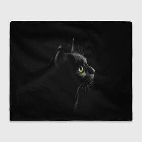 Плед 3D с принтом Черный кот в Тюмени, 100% полиэстер | закругленные углы, все края обработаны. Ткань не мнется и не растягивается | взгляд | глаза | киса | киска | кот | котик | котяра | профиль | пушистый | усы