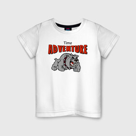 Детская футболка хлопок с принтом adventure time в Тюмени, 100% хлопок | круглый вырез горловины, полуприлегающий силуэт, длина до линии бедер | adventure time | bulldog | dog | pitbull | sxe | бульдог | питбуль | приключения | собака