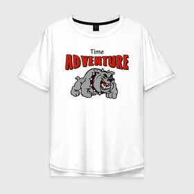 Мужская футболка хлопок Oversize с принтом adventure time в Тюмени, 100% хлопок | свободный крой, круглый ворот, “спинка” длиннее передней части | adventure time | bulldog | dog | pitbull | sxe | бульдог | питбуль | приключения | собака