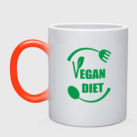 Кружка хамелеон с принтом Vegan Diet в Тюмени, керамика | меняет цвет при нагревании, емкость 330 мл | Тематика изображения на принте: green | greenpaece | nature | sport | vegan | yoga | веган | вегетарианец | гринпис | диета | еда | животные | жизнь | здоровье | зеленый | йога | мир | овощи | пища | планета | природа | растение | спорт | тело | фрукты