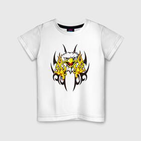 Детская футболка хлопок с принтом Орел и узоры в Тюмени, 100% хлопок | круглый вырез горловины, полуприлегающий силуэт, длина до линии бедер | eagle | орел | орленок | орлиный взгляд | птица | птичка | хищная птица