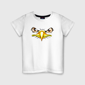 Детская футболка хлопок с принтом Орлиный взгляд в Тюмени, 100% хлопок | круглый вырез горловины, полуприлегающий силуэт, длина до линии бедер | Тематика изображения на принте: eagle | орел | орленок | орлиный взгляд | птица | птичка | хищная птица