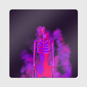 Магнит виниловый Квадрат с принтом СИРЕНОГОЛОВЫЙ НЕОН в Тюмени, полимерный материал с магнитным слоем | размер 9*9 см, закругленные углы | neon | siren head | игра | монстр | неон | сиреноголовый | существо | хоррор