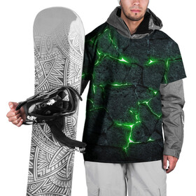 Накидка на куртку 3D с принтом ЗЕЛЁНОЕ ИЗЛУЧЕНИЕ в Тюмени, 100% полиэстер |  | Тематика изображения на принте: иллюстрация | камни | неон | свечение | текстура | трещина | щель