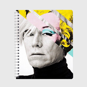 Тетрадь с принтом Энди Уорхол | Andy Warhol в Тюмени, 100% бумага | 48 листов, плотность листов — 60 г/м2, плотность картонной обложки — 250 г/м2. Листы скреплены сбоку удобной пружинной спиралью. Уголки страниц и обложки скругленные. Цвет линий — светло-серый
 | Тематика изображения на принте: andy warhol | художник | энди уорхол