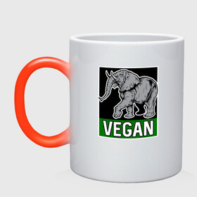 Кружка хамелеон с принтом Vegan Elephant в Тюмени, керамика | меняет цвет при нагревании, емкость 330 мл | elephant | green | greenpaece | nature | sport | vegan | yoga | веган | вегетарианец | гринпис | еда | животные | жизнь | здоровье | зеленый | йога | мир | овощи | пища | планета | природа | растение | слон | спорт | тело | фрукты