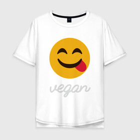 Мужская футболка хлопок Oversize с принтом Vegan Smile в Тюмени, 100% хлопок | свободный крой, круглый ворот, “спинка” длиннее передней части | Тематика изображения на принте: green | greenpaece | nature | sport | vegan | yoga | веган | вегетарианец | гринпис | еда | животные | жизнь | здоровье | зеленый | йога | мир | овощи | пища | планета | природа | растение | спорт | тело | улыбка | фрукты