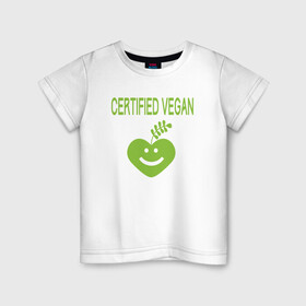 Детская футболка хлопок с принтом Проверенный веган в Тюмени, 100% хлопок | круглый вырез горловины, полуприлегающий силуэт, длина до линии бедер | green | greenpaece | nature | sport | vegan | yoga | веган | вегетарианец | гринпис | еда | животные | жизнь | здоровье | зеленый | йога | мир | овощи | пища | планета | природа | растение | спорт | тело | фрукты