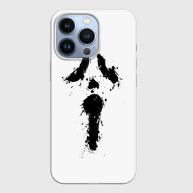 Чехол для iPhone 13 Pro с принтом Крик   Ghost Face в Тюмени,  |  | Тематика изображения на принте: chill kill | dbd | ghost face | horror | scary movie | scream | scream mask | wasup | wazap | wazup | whats up | вазап | васап | краска | крик | маска крика | очень страшное кино | призрачное лицо | пятна | страшное кино | телефон | триллер | ужа