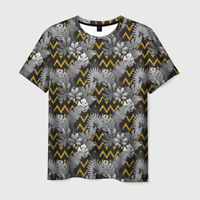 Мужская футболка 3D с принтом узоры и цветы в Тюмени, 100% полиэфир | прямой крой, круглый вырез горловины, длина до линии бедер | versace | vip | абстракция | версаче | паттерн | текстуры | узоры