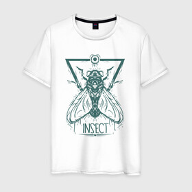 Мужская футболка хлопок с принтом Насекомое в Тюмени, 100% хлопок | прямой крой, круглый вырез горловины, длина до линии бедер, слегка спущенное плечо. | insect | арт | вредитель | иллюстрация | муха