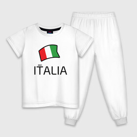 Детская пижама хлопок с принтом Italia 2021 в Тюмени, 100% хлопок |  брюки и футболка прямого кроя, без карманов, на брюках мягкая резинка на поясе и по низу штанин
 | football | forza | italia | italy | milan | rome | sport | гол | евро | европа | италия | итальянец | кубок | манчини | милан | рим | спорт | тренер | турист | фанат | футбол | футболист | чемпион