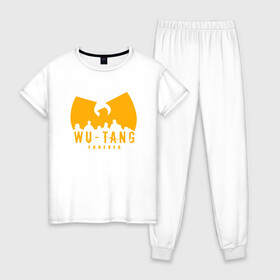 Женская пижама хлопок с принтом Wu-Tang Forever в Тюмени, 100% хлопок | брюки и футболка прямого кроя, без карманов, на брюках мягкая резинка на поясе и по низу штанин | black | cream | gza | hip hop | method man | music | new york | odb | old school | rap | rza | wu tang | wu tang clan | аудио | винил | ву тэнг | граффити | диджей | кассета | микрофон | музыка | нью йорк | пластинка | рэп | рэпер | хип хоп