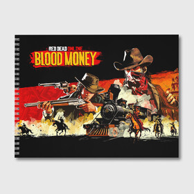 Альбом для рисования с принтом RDRO: BLOOD MONEY в Тюмени, 100% бумага
 | матовая бумага, плотность 200 мг. | auto | blood | dead | grand | gta | money | rdr | red | redemption | rockstar | theft | гта | деньги | кровавые | рокстар