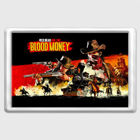 Магнит 45*70 с принтом RDRO: BLOOD MONEY в Тюмени, Пластик | Размер: 78*52 мм; Размер печати: 70*45 | auto | blood | dead | grand | gta | money | rdr | red | redemption | rockstar | theft | гта | деньги | кровавые | рокстар