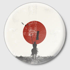 Значок с принтом Самурай на коне в Тюмени,  металл | круглая форма, металлическая застежка в виде булавки | Тематика изображения на принте: samurai | буси | воин | конь | самурай | философия | япония