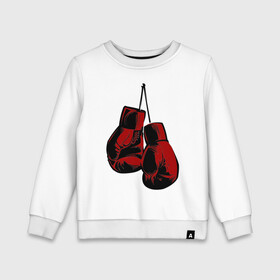 Детский свитшот хлопок с принтом Боксерские перчатки в Тюмени, 100% хлопок | круглый вырез горловины, эластичные манжеты, пояс и воротник | Тематика изображения на принте: boxing | gloves | боевые искусства | бокс | день бокса | спорт