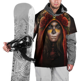 Накидка на куртку 3D с принтом ЦветоЧная Богиня в Тюмени, 100% полиэстер |  | Тематика изображения на принте: богиня | девушка | розы | цветы | шаманка