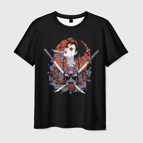 Мужская футболка 3D с принтом ГеЙша и СамураЙ в Тюмени, 100% полиэфир | прямой крой, круглый вырез горловины, длина до линии бедер | девушка | самурай | япония