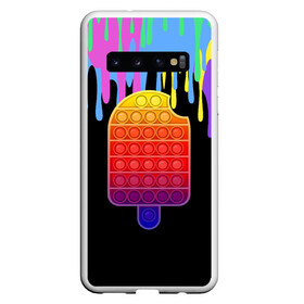 Чехол для Samsung Galaxy S10 с принтом ICE CREAM POP-IT в Тюмени, Силикон | Область печати: задняя сторона чехла, без боковых панелей | ice ceam | pop it | мороженое поп ит | симпл димпл