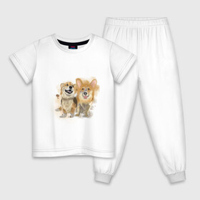 Детская пижама хлопок с принтом Корги в Тюмени, 100% хлопок |  брюки и футболка прямого кроя, без карманов, на брюках мягкая резинка на поясе и по низу штанин
 | animals | корги | питомцы | пушистики | собака