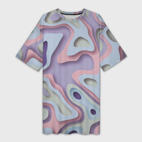 Платье-футболка 3D с принтом ОБЪЕМНАЯ АППЛИКАЦИЯ в Тюмени,  |  | Тематика изображения на принте: 3d | papercut | аппликация | милитари | мятный | объемный эффект | узор | фиолетовый