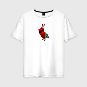 Женская футболка хлопок Oversize с принтом Попугай | Parrot в Тюмени, 100% хлопок | свободный крой, круглый ворот, спущенный рукав, длина до линии бедер
 | minecraft | красный | крылатая | попугай | птица