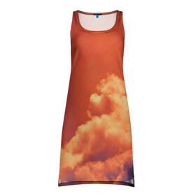 Платье-майка 3D с принтом РАЙ ПОСЛЕ ДОЖДЯ в Тюмени, 100% полиэстер | полуприлегающий силуэт, широкие бретели, круглый вырез горловины, удлиненный подол сзади. | блаженство | дождь | облака | природа | рай | свечение | солнце | умиротворение