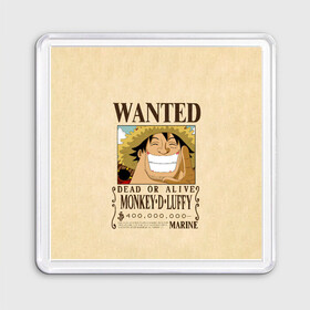 Магнит 55*55 с принтом WANTED Monkey D. Luffy в Тюмени, Пластик | Размер: 65*65 мм; Размер печати: 55*55 мм | anime | manga | monkey d. luffy | one piece | аниме | большой куш | ван пис | вон пис | гол д. роджер | кайдо | король пиратов | луфи | луффи | манга | манки д. луффи | нами | нико робин | пират | портгас д. эйс | ророноа зоро